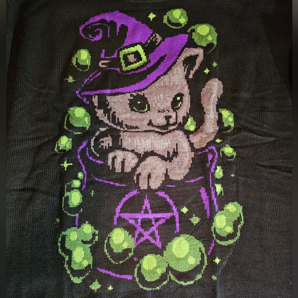 Trickz N' Treatz Witchy Kitten Sweater - Picture 10 of 13